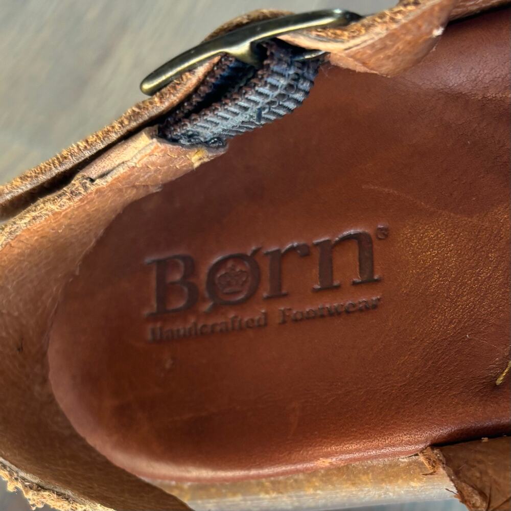 Born Leather Crisscross Slingback Comfort Sandals Brown Boho Womens Size 9 - Picture 6 of 9